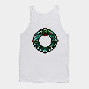 Stained Glass Christmas Wreath with Holly Tank Top